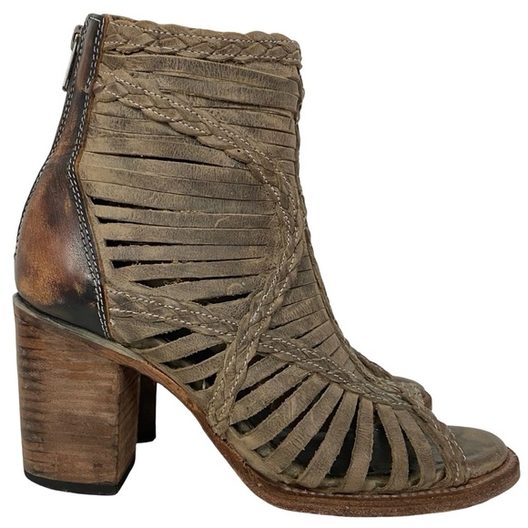 Freebird By Steven Bela Booties Sandals Womens Size 9.5 - 10 Beige Tan Open Toe - Picture 2 of 16